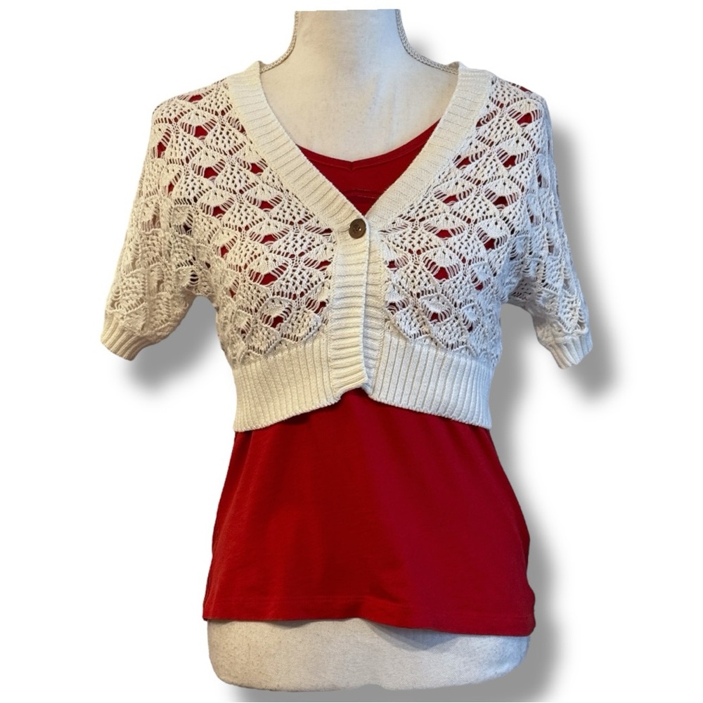 Calvin Klein Cream Open-Knit Cropped